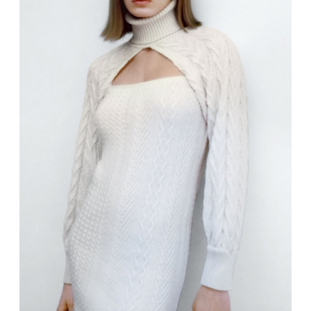 COPY - Zara cable knit dress and arm warmers